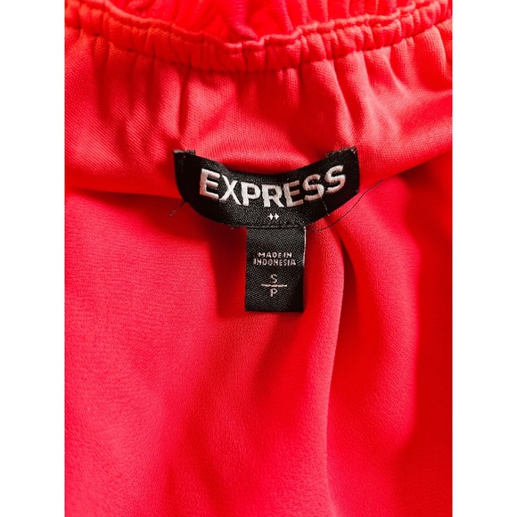 Express Off The Shoulder Dress Womens Small Red Ruffle Elastic Waist Mini Dress - Picture 4 of 5